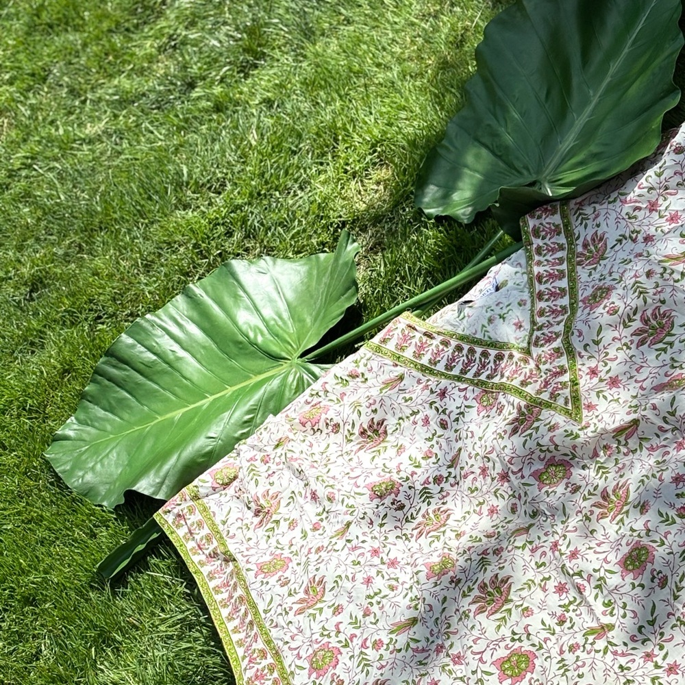 Floral Pink and Green V-neck Tunic
